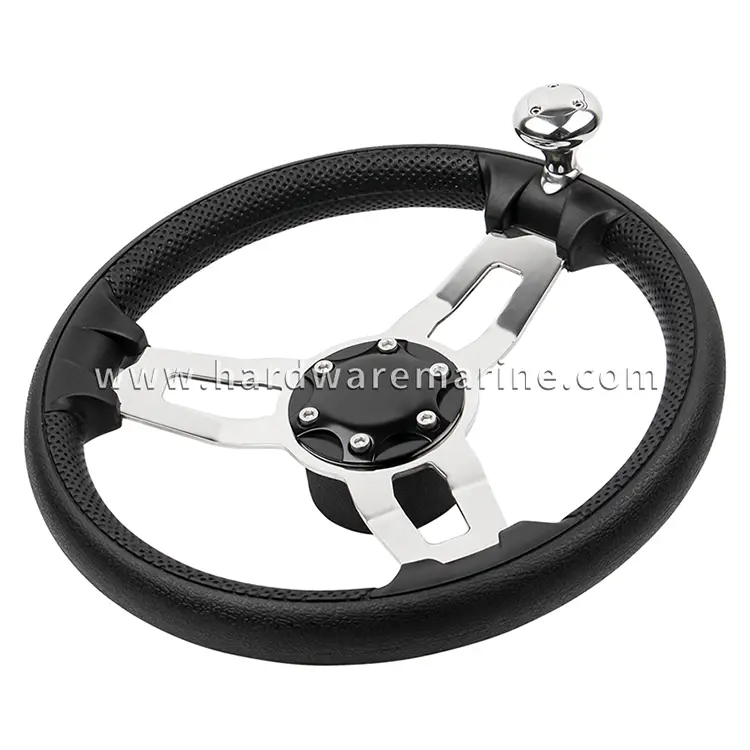 Stainless Steel Foam 3-Spoke Boat Steering Wheel With Kuff